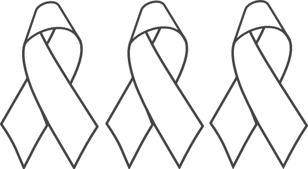Breast Cancer Ribbon Bw Clip Art - Black And White Cancer Signs (600x330)