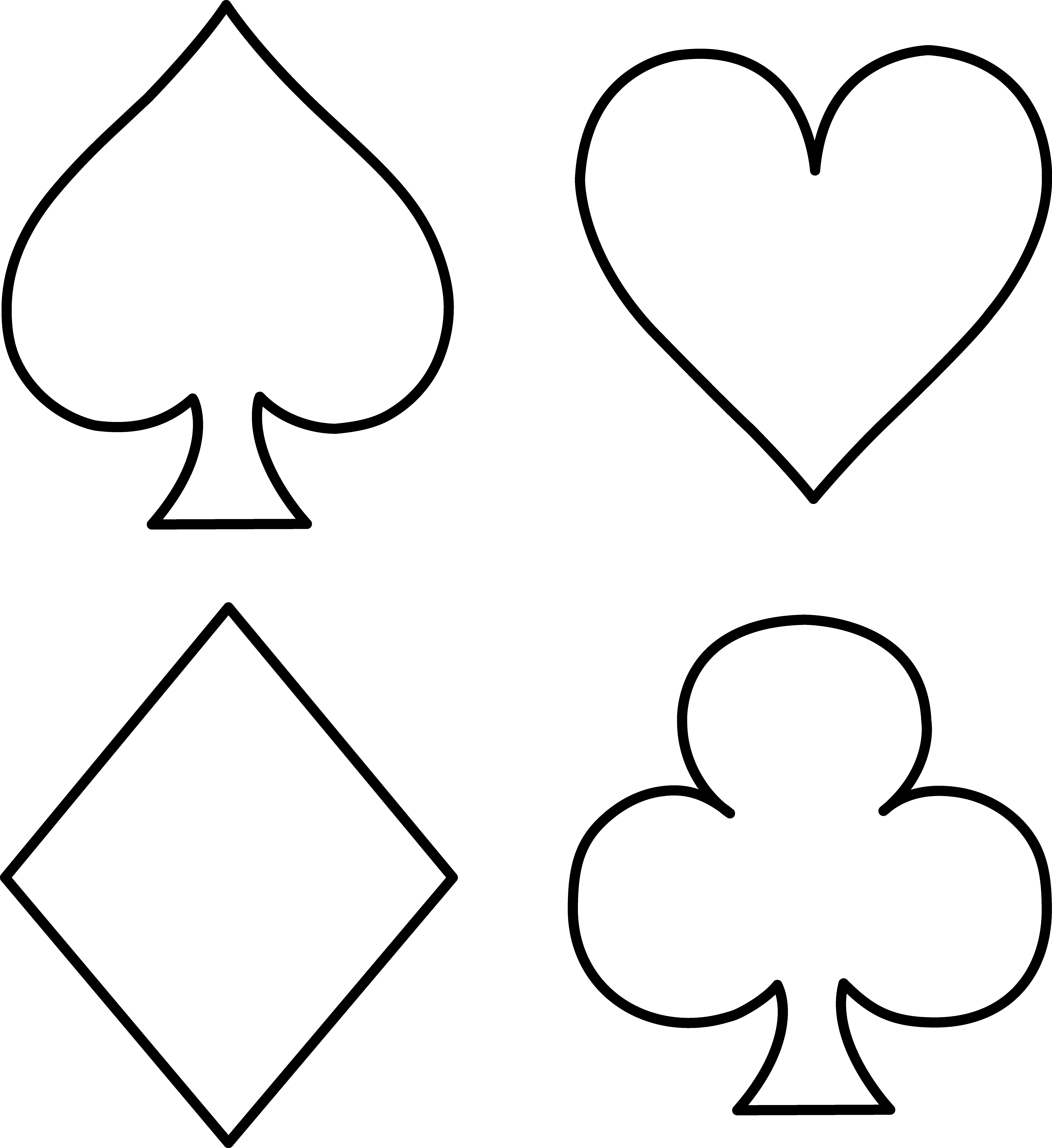 Playing Card Suits Line Art - Playing Card Suits Line Art (7345x8015)