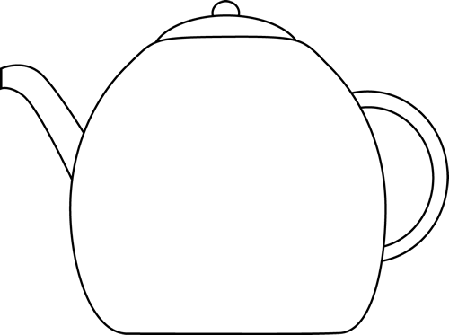 Black And White Kettle - Black And White Tea Pot Clip Art (500x373)