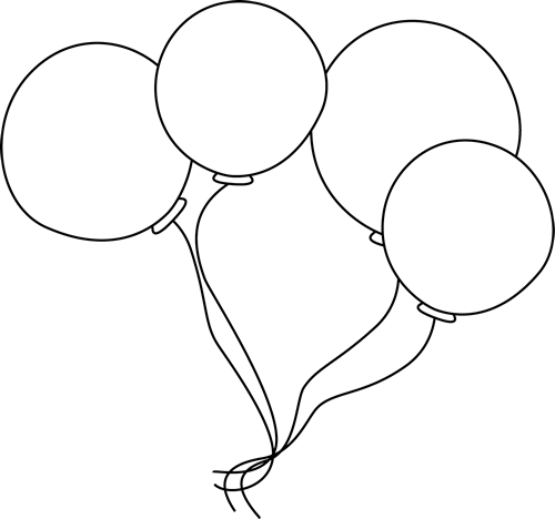 Black And White Balloons - White Balloons Clip Art Transparent (500x468)