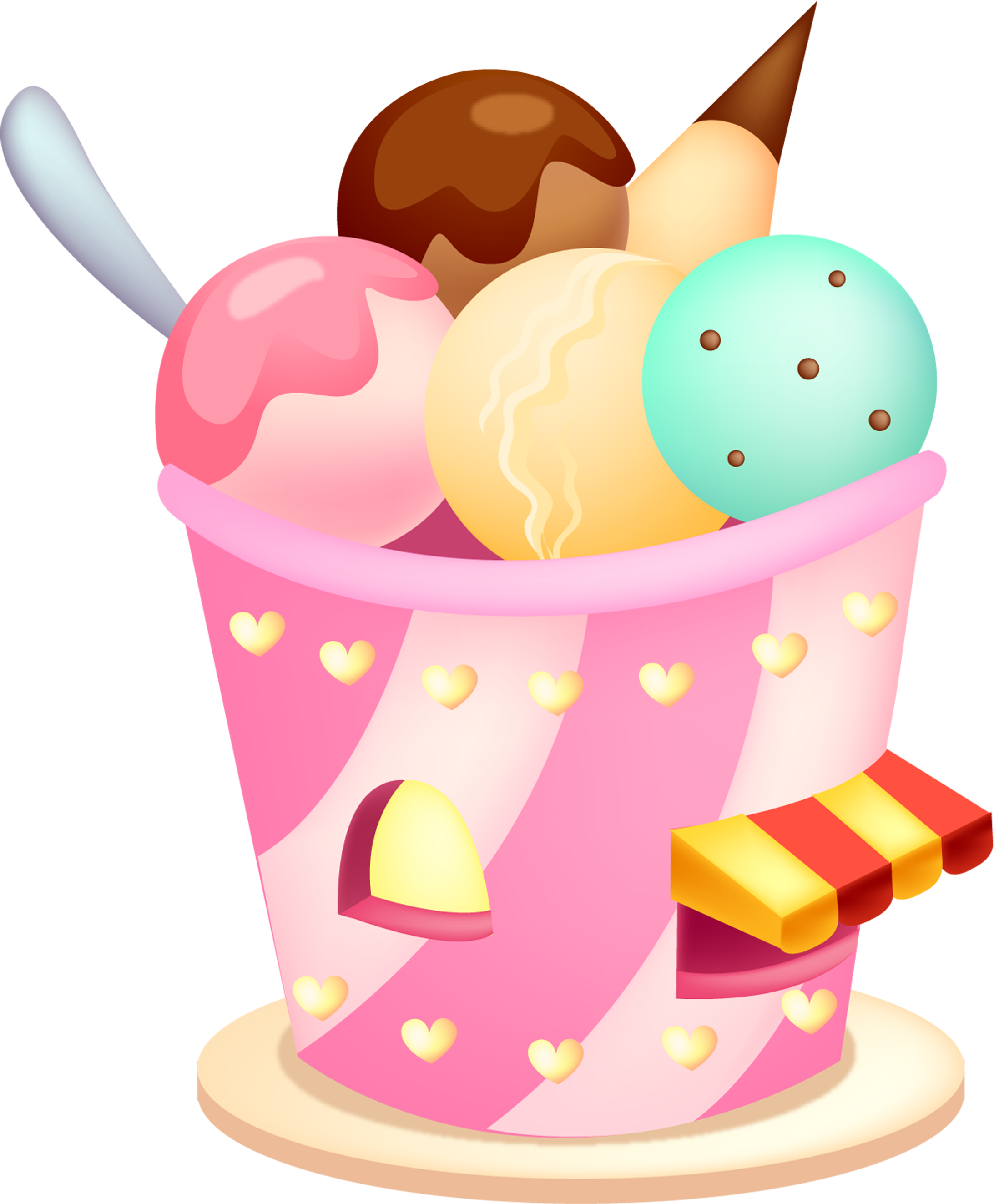 02 1 0 - Png Ice Cream Sundae Cartoon (3059x3023)