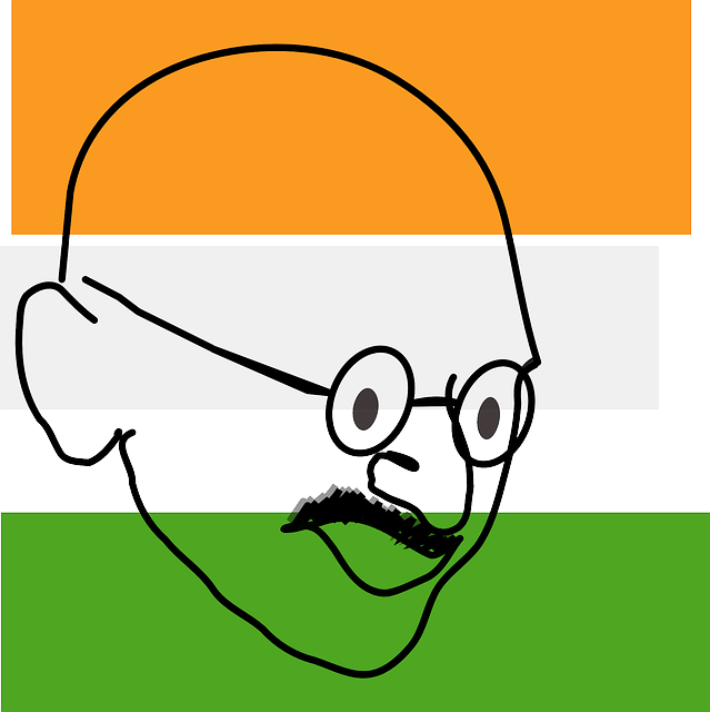 Outline, Face, Non, Great, Indian, Father - Gandhi In Indian Flag (639x640)