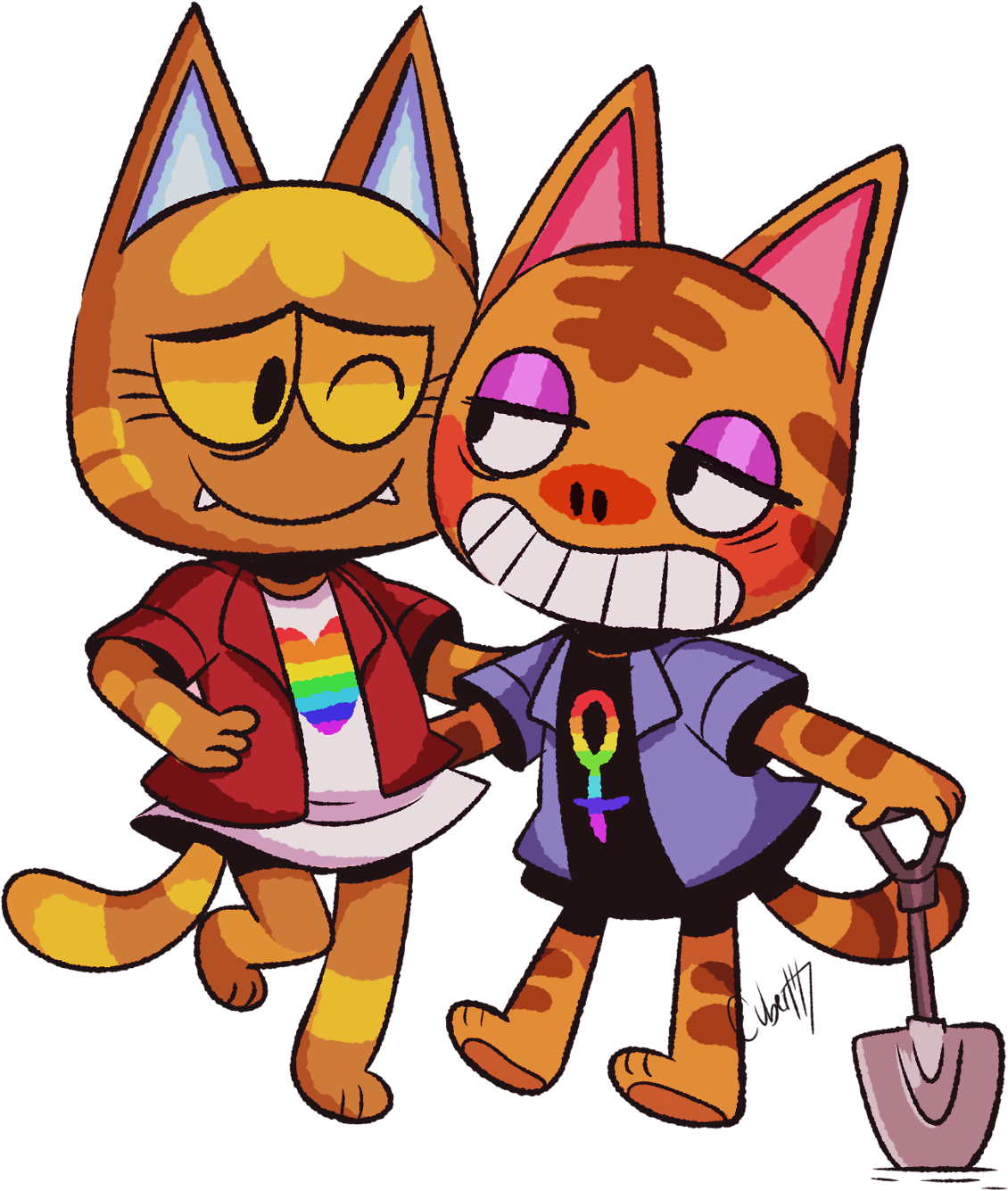 “katt And Tabby Wearing Some Shirts I Designed - Katt Animal Crossing (1280x1383)