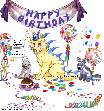 "happy Happy Birthday From All Of Us To You " By Lady - Chicken (359x383)