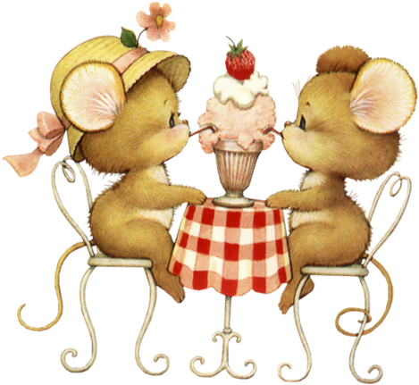 Mice Sharing A Ice Cream Float - Mice Ruth Morehead (500x443)