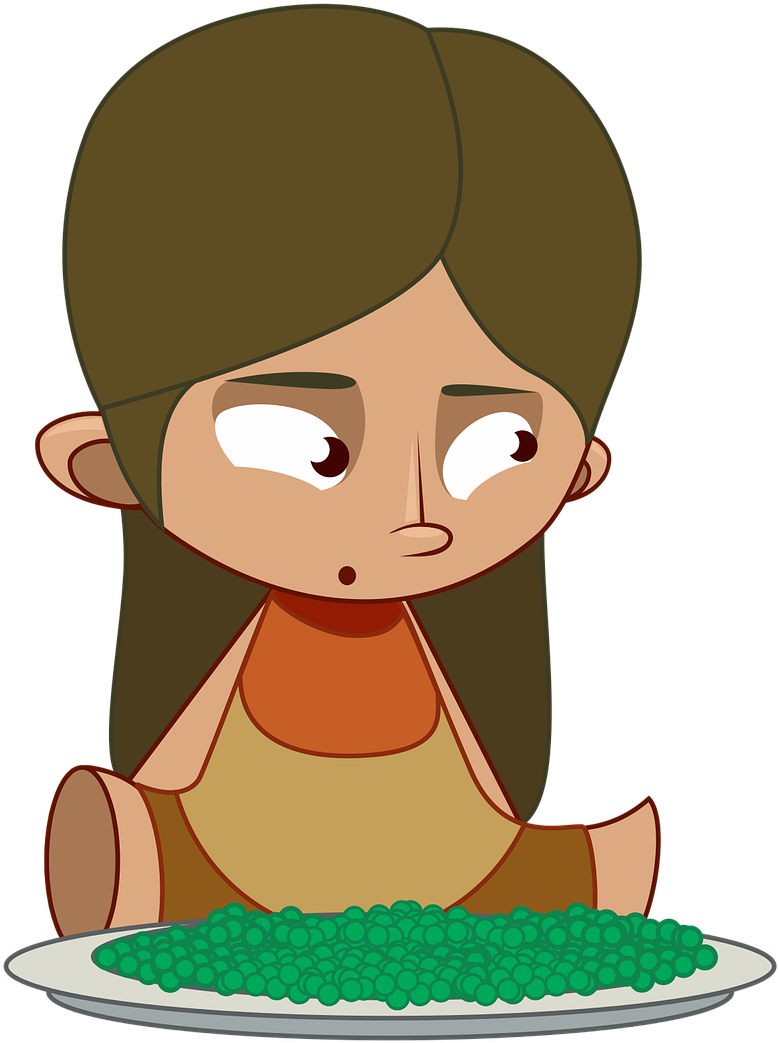 Free Little Girl Eating Green - Cartoon (914x1157)
