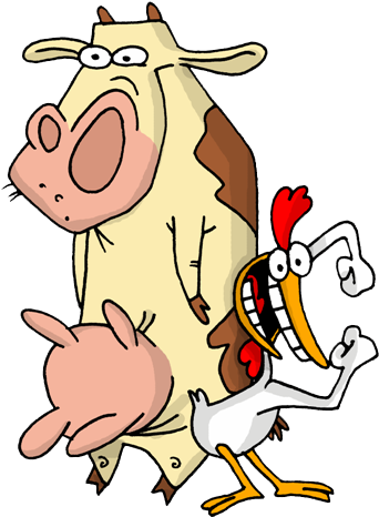 La Vaca Y El Pollito - Vaca Eo Frango Desenho (396x480)