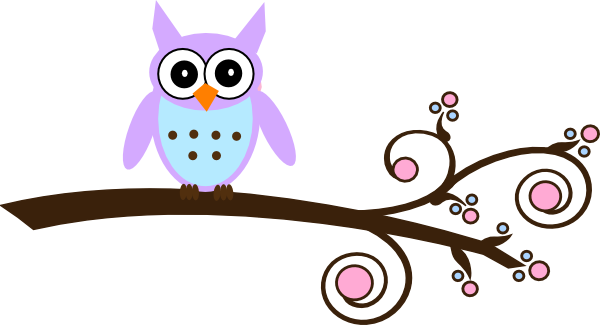 Lilac Owl On Branch Clip Art At Clker - Baby Owls Clip Art (600x325)