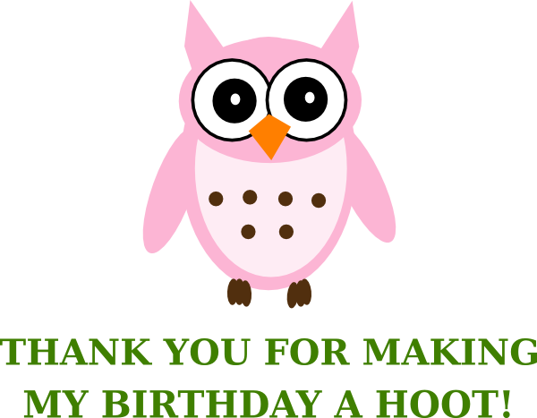 Thank You Tag Clip Art At Clker - Owl Thank You Clipart (600x467)