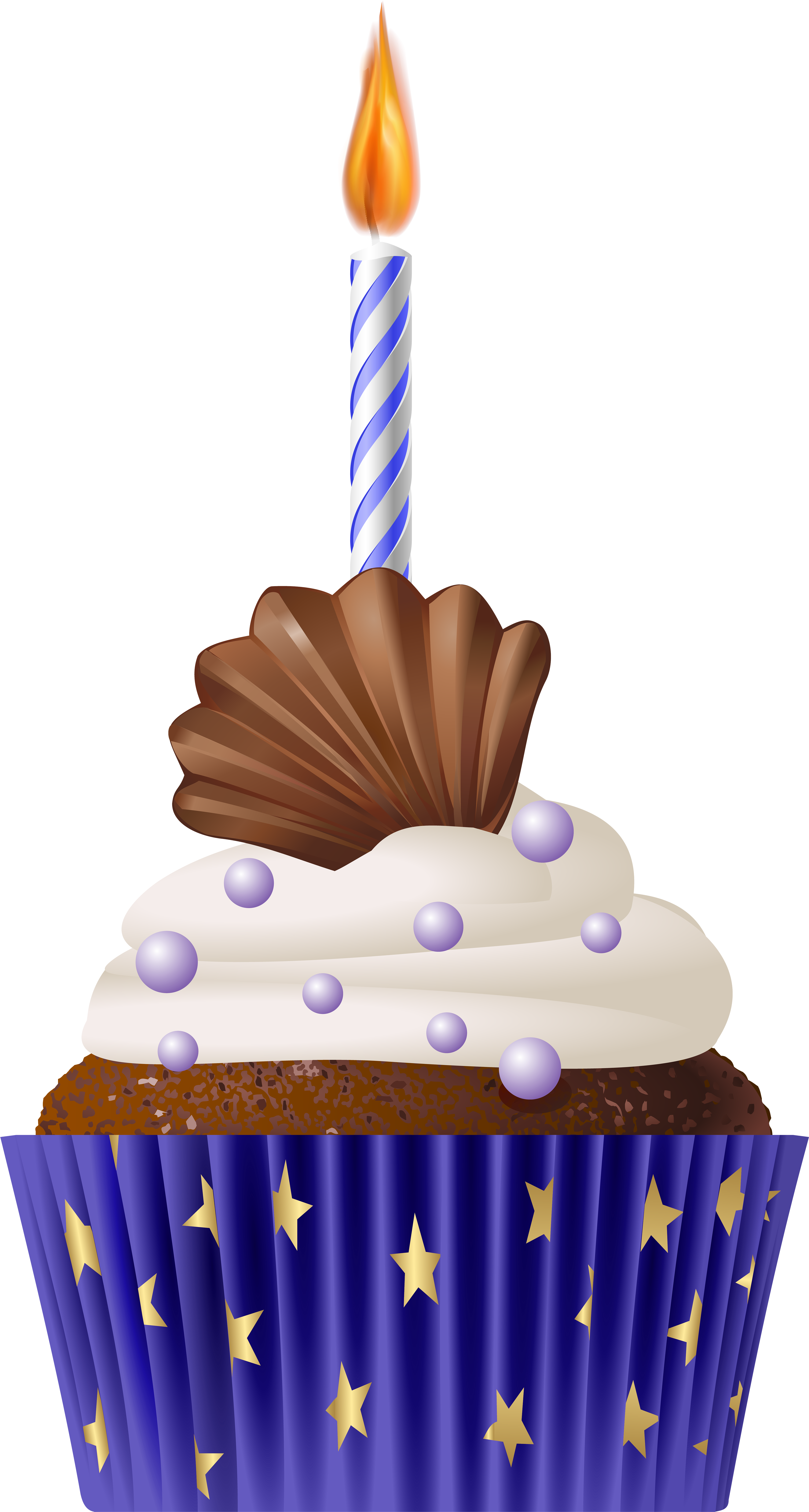 Birthday Muffin Blue With Candle Png Clip Art - Transparent Happy Birthday Cupcake Png (4407x8000)