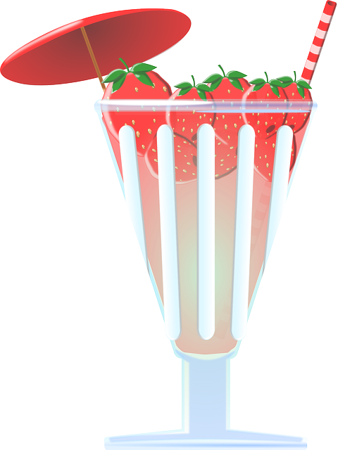 Strawberries, Ice Cream, Glass, Cocktail - Ice Cream Cocktail Png (480x640)
