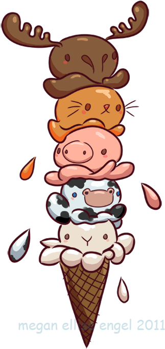 Ice Cream Critters - Comida Chibi Kawaii (461x750)