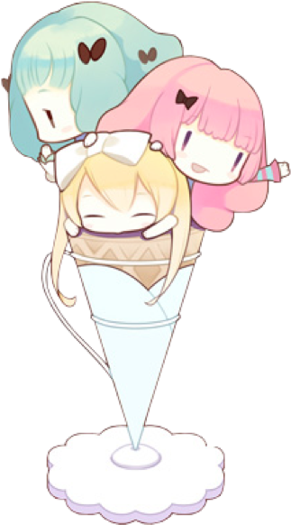 Vocaloid Milkshake Miku Hatsune Luka Megurine Rin Kagamine - Ice Cream Girl Chibi (356x600)