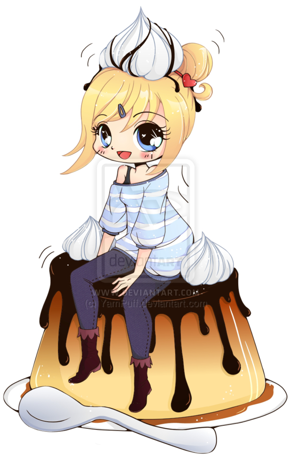 Chibi Drawing Cream Anime Food - Food Girl Chibbi Anime (600x914)