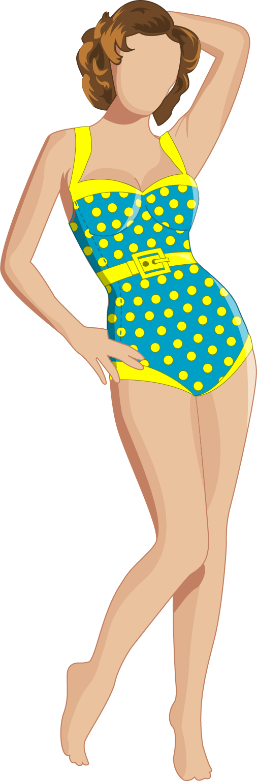 Vintage Yellow Polka Dot One-piece Swimsuit By Dyluthus - Swimsuit Vector Png (506x1537)