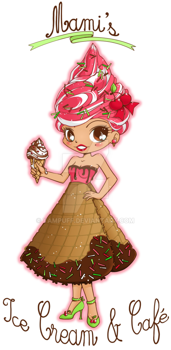 Mami's Ice Cream And Cafe Girl - Ice Cream (600x1184)