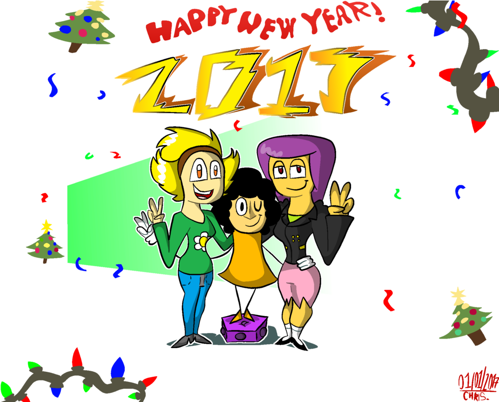 Happy New Year 2017 By Hrystina - Cartoon (1000x798)