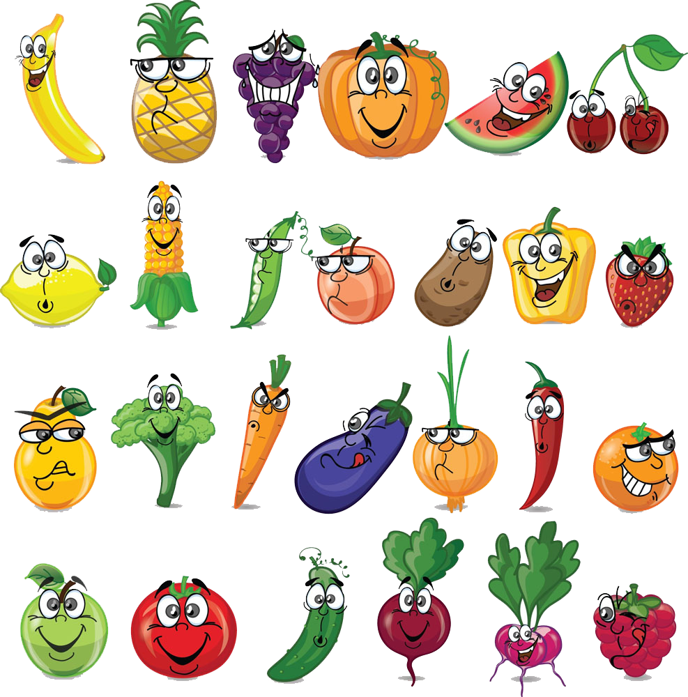 Vegetable Fruit Cartoon Illustration - Cartoon Vegetables And Fruits (987x1000)