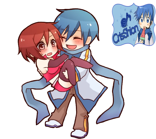 Aqua Eyes Aqua Hair Blush Chibi Cosplay Food Ice Cream - Kaito And Meiko Chibi (567x493)