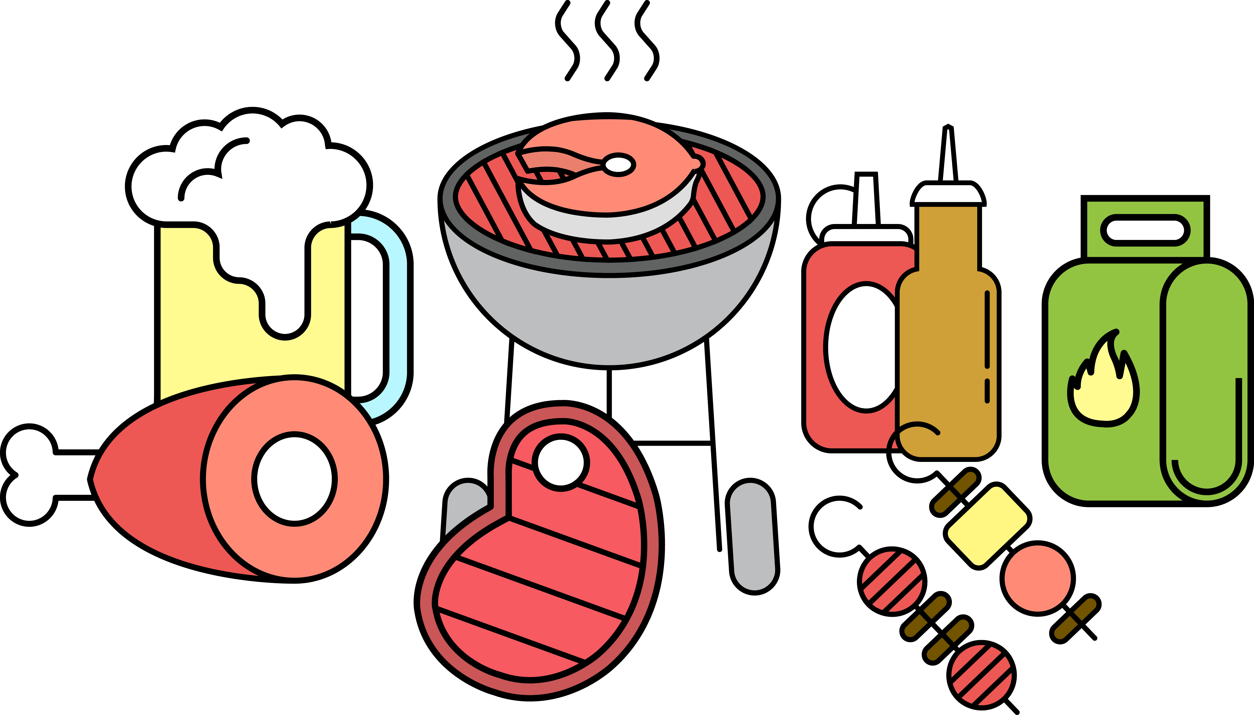 Barbecue Chicken Carbonade Flamande - Bbq Vector (4952x2825)