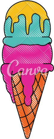 Ice Cream Cone With Two Scoops Icon Image - Vector Graphics (550x550)