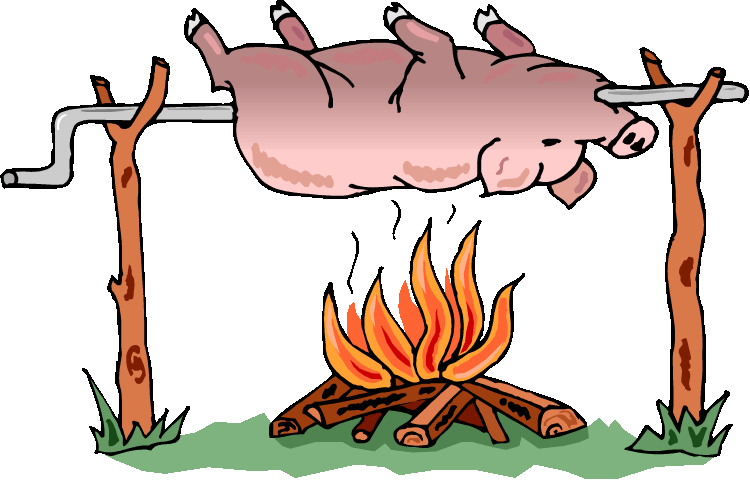 Pig On A Barbecue Pit - Hog Roast Clip Art (750x480)
