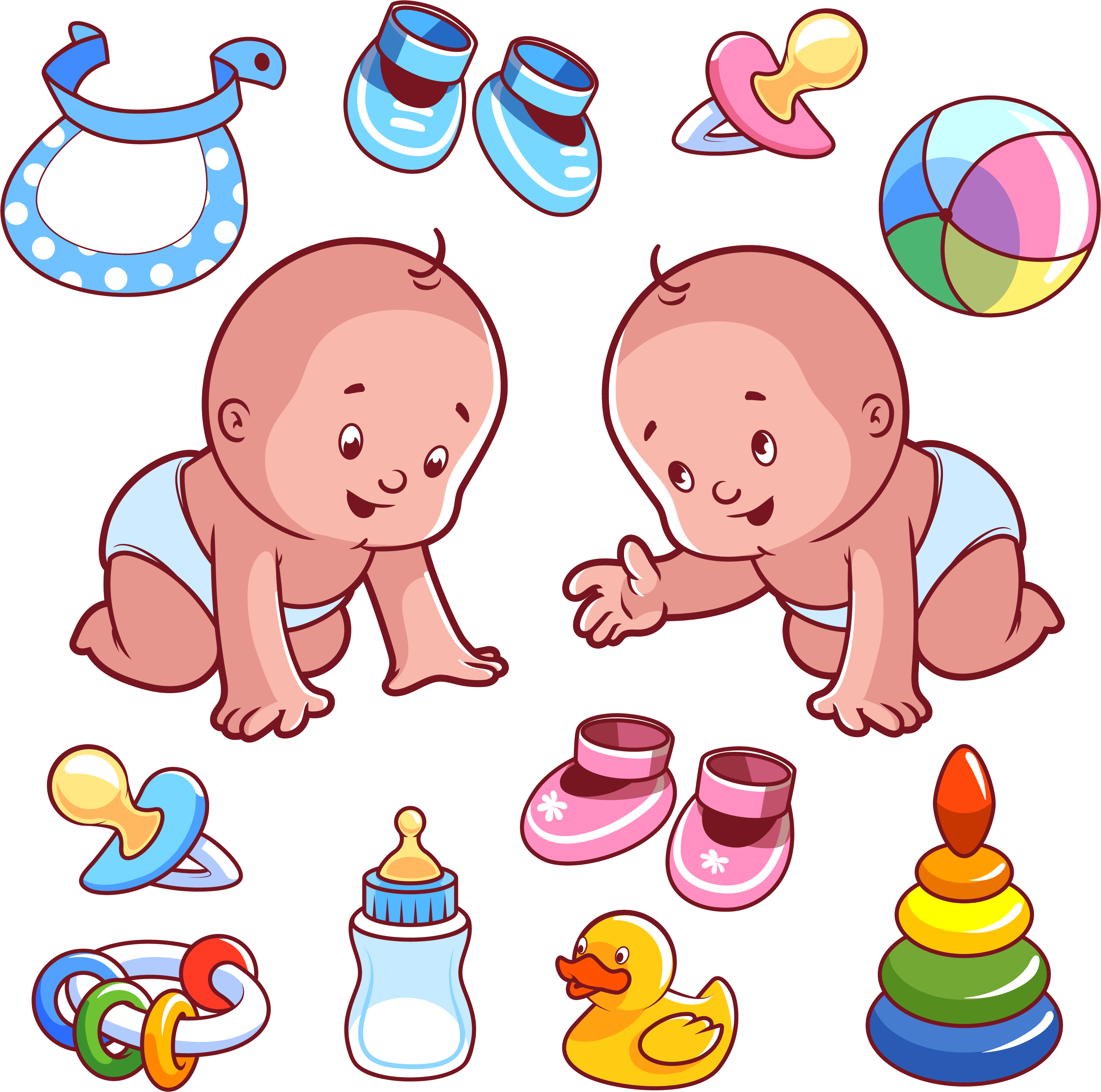 Infant Cartoon Illustration - Stock Foto Dibujos De Dos Gemelos Chicos (3333x3333)