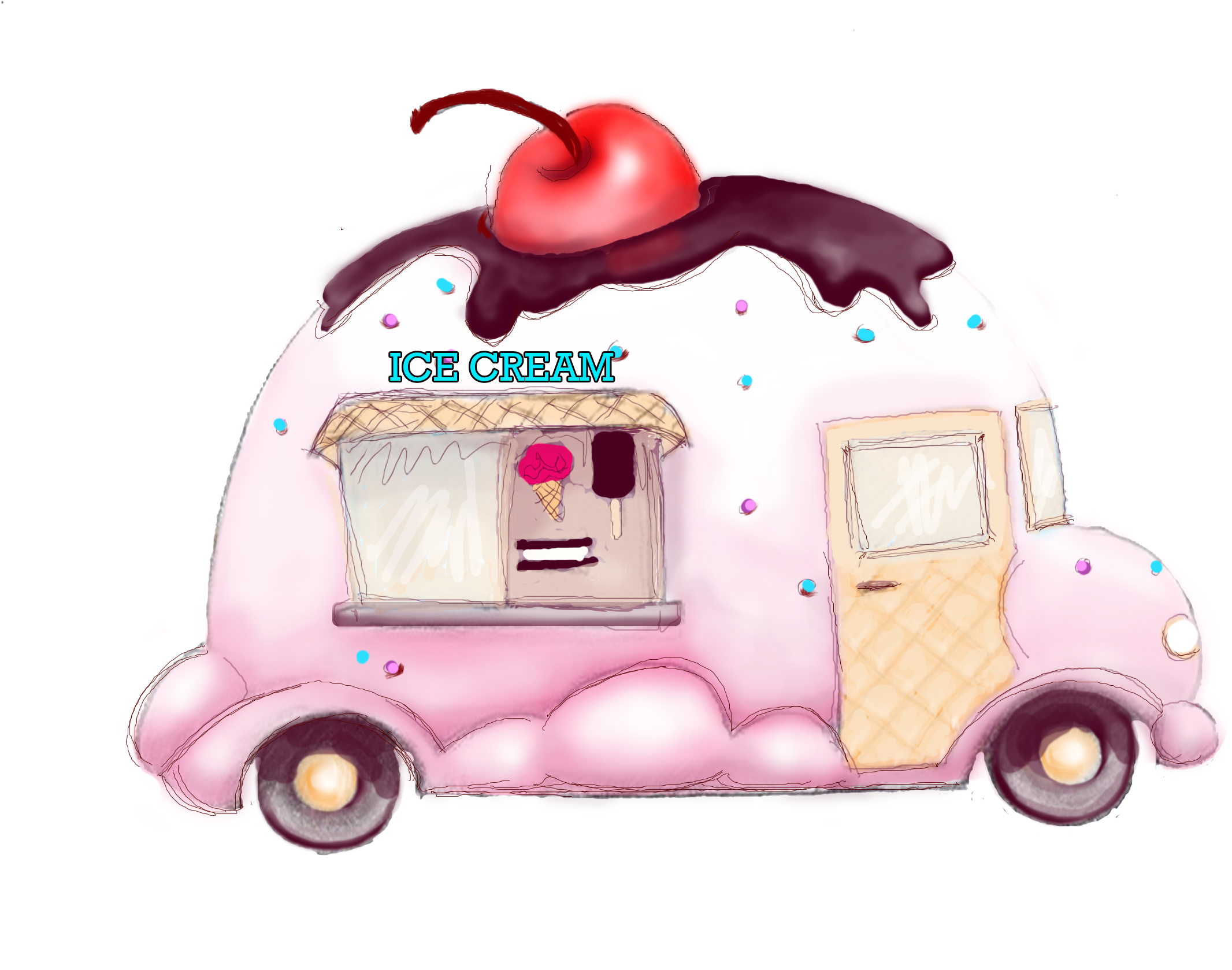 Ice Cream Art - Ice Cream Truck Drawings (2384x1928)