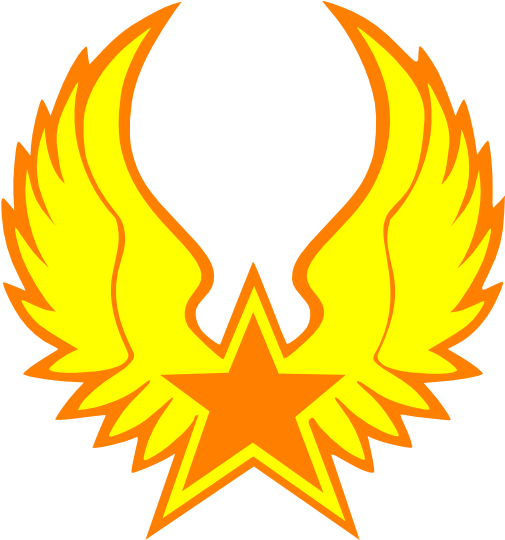 Gold Winged Star Clip Art - Star Logo Gold Winged (600x539)