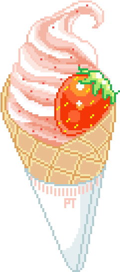 Strawberry Ice Cream Coloring Page - Ice Cream Pixel Art (540x558)