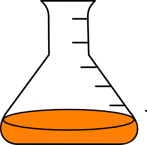 Erlenmeyer Flask With Medium Orange Clip Art At Clker - Flask Clipart (600x589)