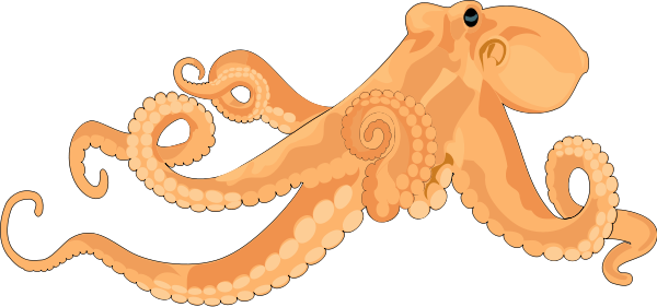 Octopus 02 Medium 600pixel Clipart, Vector Clip Art - Transparent Octopus Art (600x281)