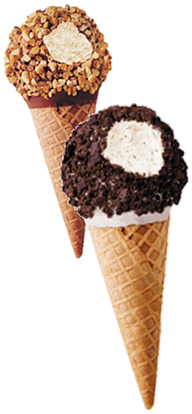 Strawberry Ice Cream With Strawberry Sauce Dipped In - Blue Ribbon Classics By Blue Bunny Sundae Cone Vanilla (362x470)