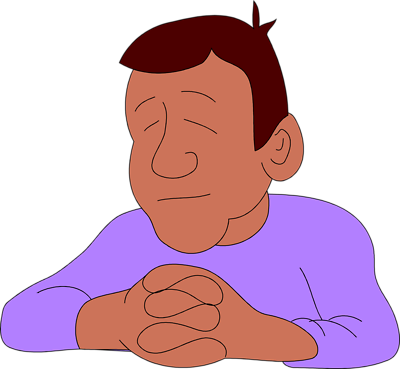 Man - Praying Man Cartoon (400x369)
