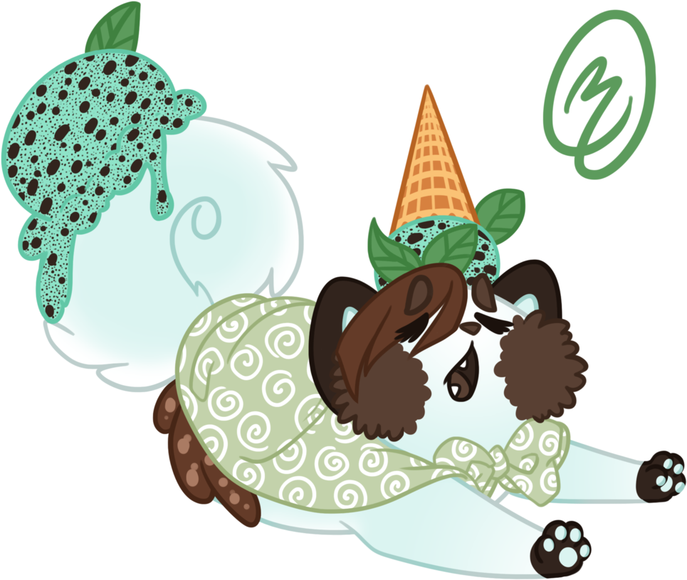 Mint Chocolate Chip Ice Cream By Zwaa - Kawaii Ice Cream Mint Chocolate Chip (1024x863)