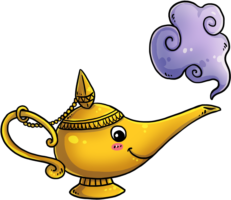 Free Cartoon Genie Lamp Clip Art - Cute Genie Clipart (1000x1000)