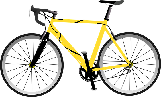 Bicycle Bike Speed Yellow Racer Racing Bic - Bicycle Png (565x340)
