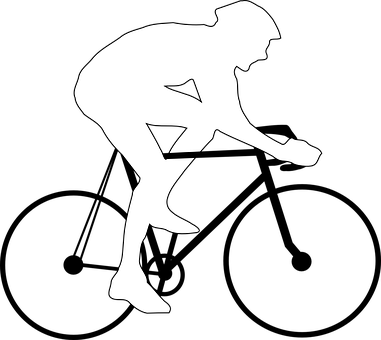 Racing Bicycle, Racing Bike - Draw A Person Riding A Bike (381x340)