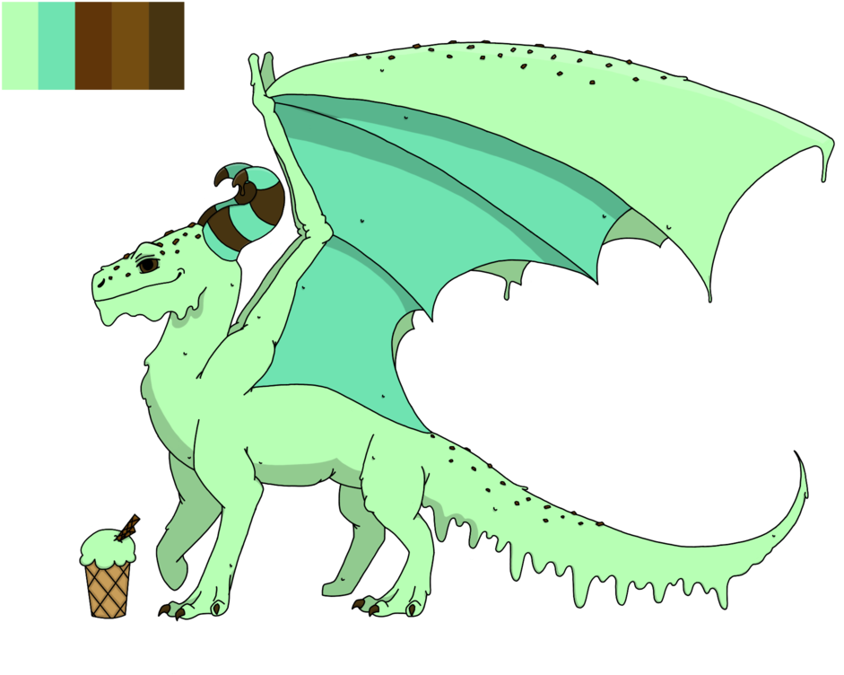 Chocolate Mint Icecream Dragon Custom By Kawaii Dragon - Mint Chocolate (1024x768)