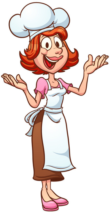 Chef Mom Vector Clip Art Illustration With Simple Gradients - Chef Mom Clipart (561x800)