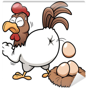 Vector Illustration Of Cartoon Hen Wall Mural • Pixers® - Cartoon Chicken Eggs (400x400)