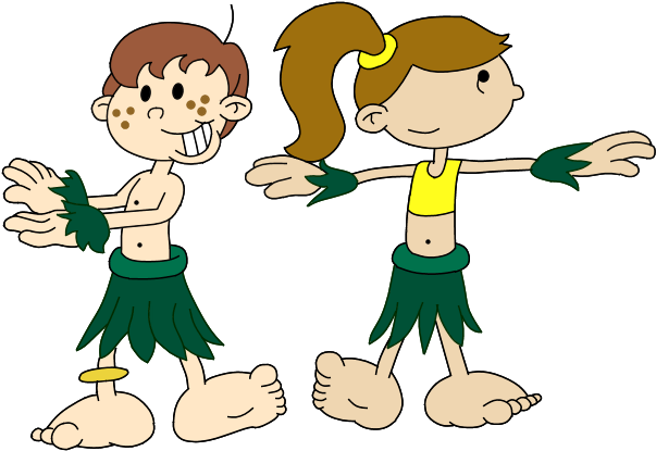 The Hula Couple By Farinaartist - Cartoon (632x469)