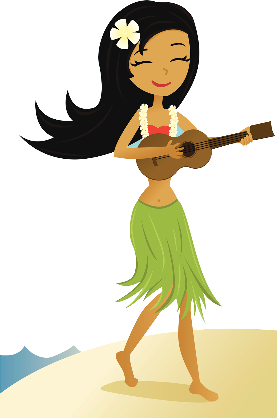 Ukulele Hula Clip Art - Hula Girl With Ukulele (963x1525)