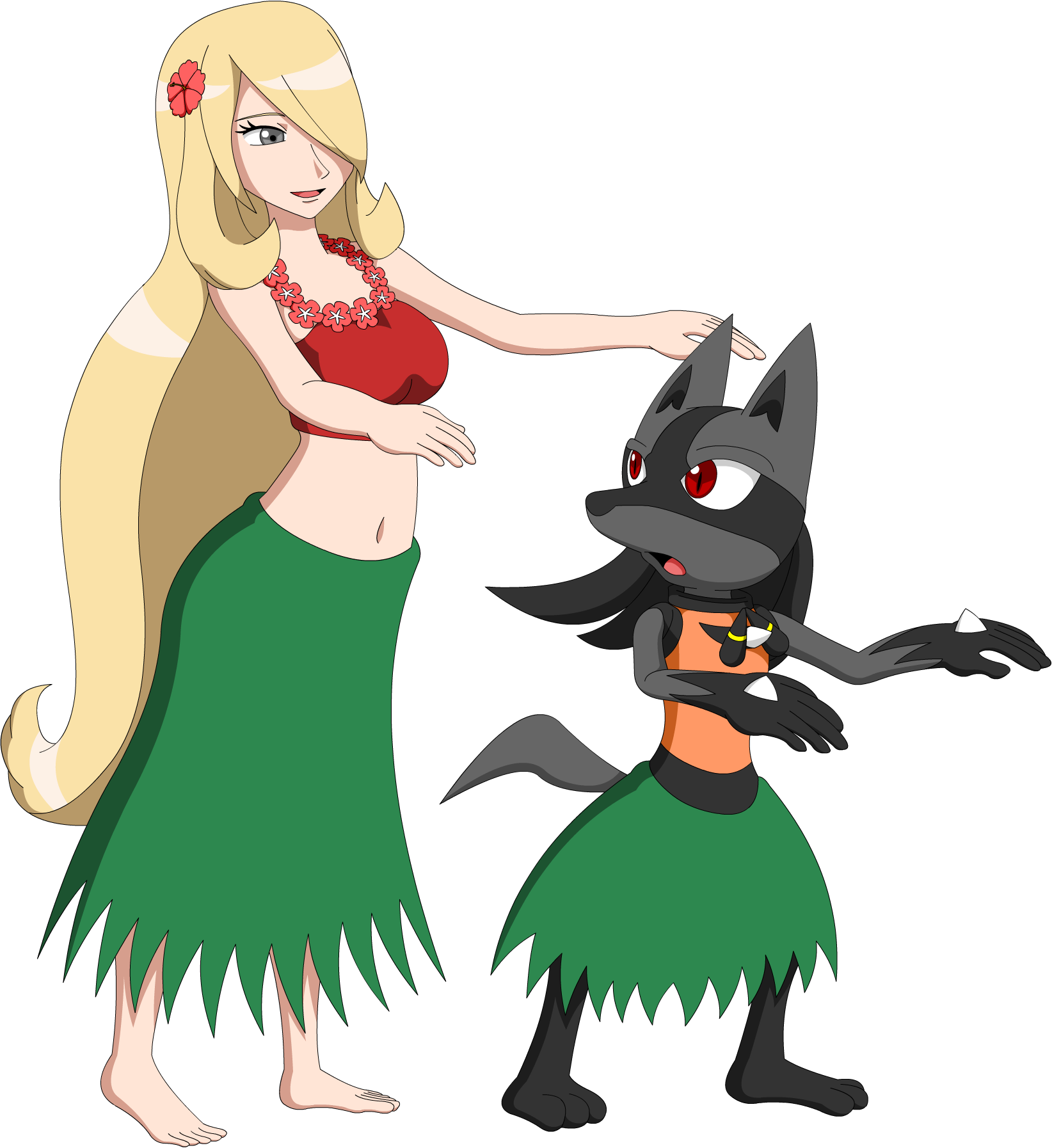 Cynthia And Hypon - Pokemon Hula Dancer (1644x1794)