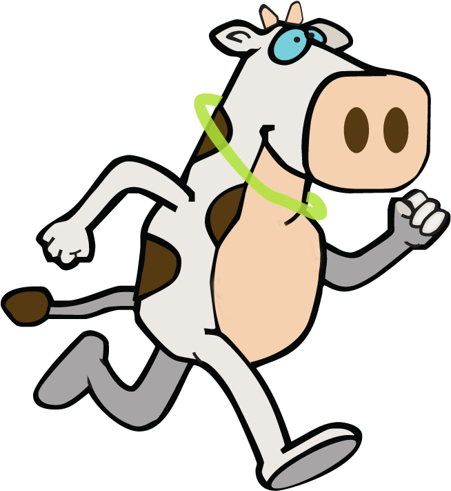 Enter Davis - Cartoon Cow Running (660x721)