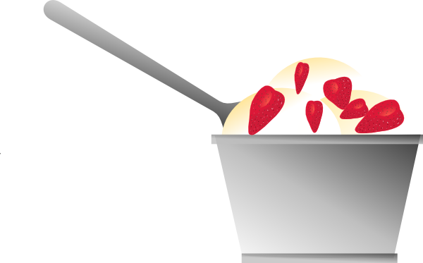 Strawberries And Cream Clip Art (600x373)