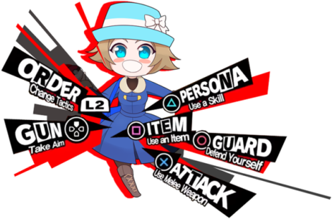 Pokémon Trainer From X And Y, In The Persona 5 Attack - Persona 5 Battle Menu Png (500x327)