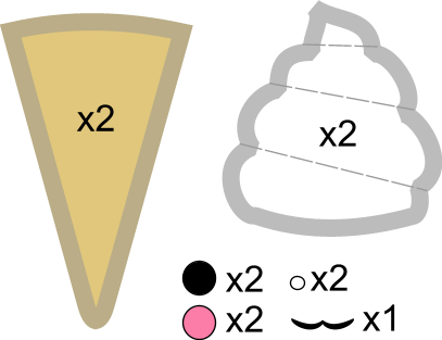 Patron D'un Cône De Glace - Felt Ice Cream Pattern (407x313)