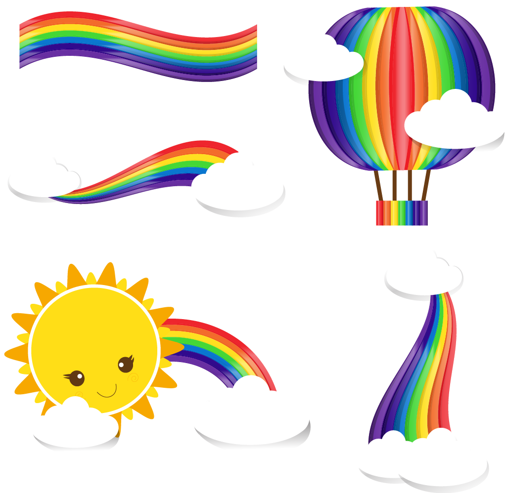 Rainbow Cloud Clip Art - Rainbow Sun Transparent Background (1023x998)
