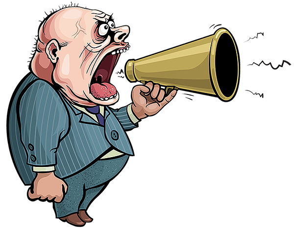 The On-hold Guy Message Service Is A Whole New Concept - Shout With Megaphone Cartoon (600x480)